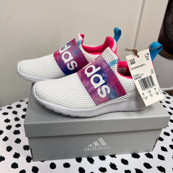 adidas Other - adidas Lite Racer Adapt 4.0 Kids' Running Shoes | size 11.5 | white pink purple